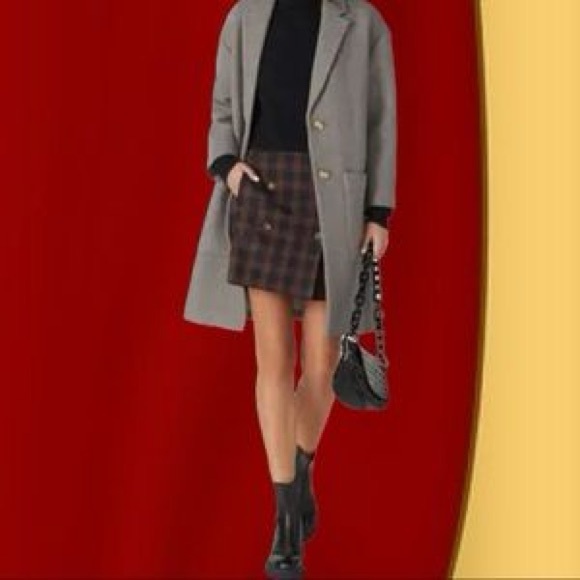 Madewell Brown Black Plaid Skirt Double Breasted Buttons Academia S - Picture 12 of 12